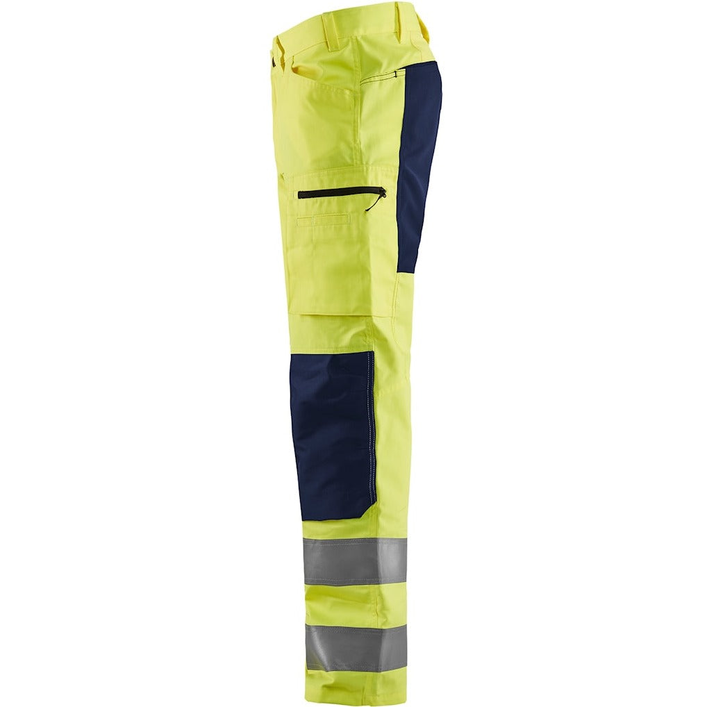 Blaklader Hi-Vis Trousers with Stretch 1585 - Hi-Vis Yellow/Navy Blue
