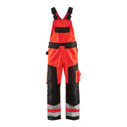 Blaklader Hi-Vis Bib Trousers 2660 - Red Hi-Vis/Black