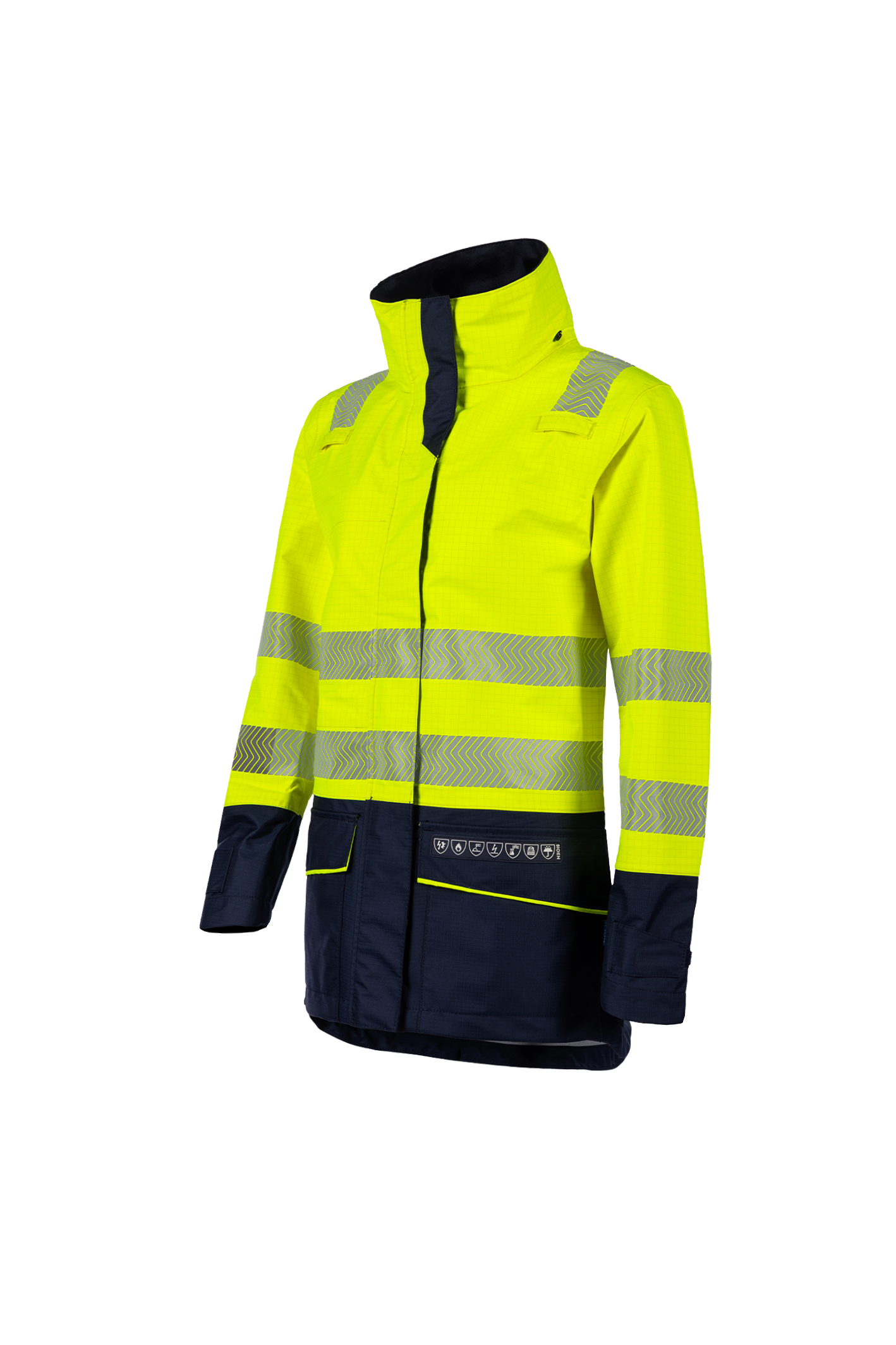 Sioen Vaski Hi-Vis Ladies Rain Jacket With Arc Protection