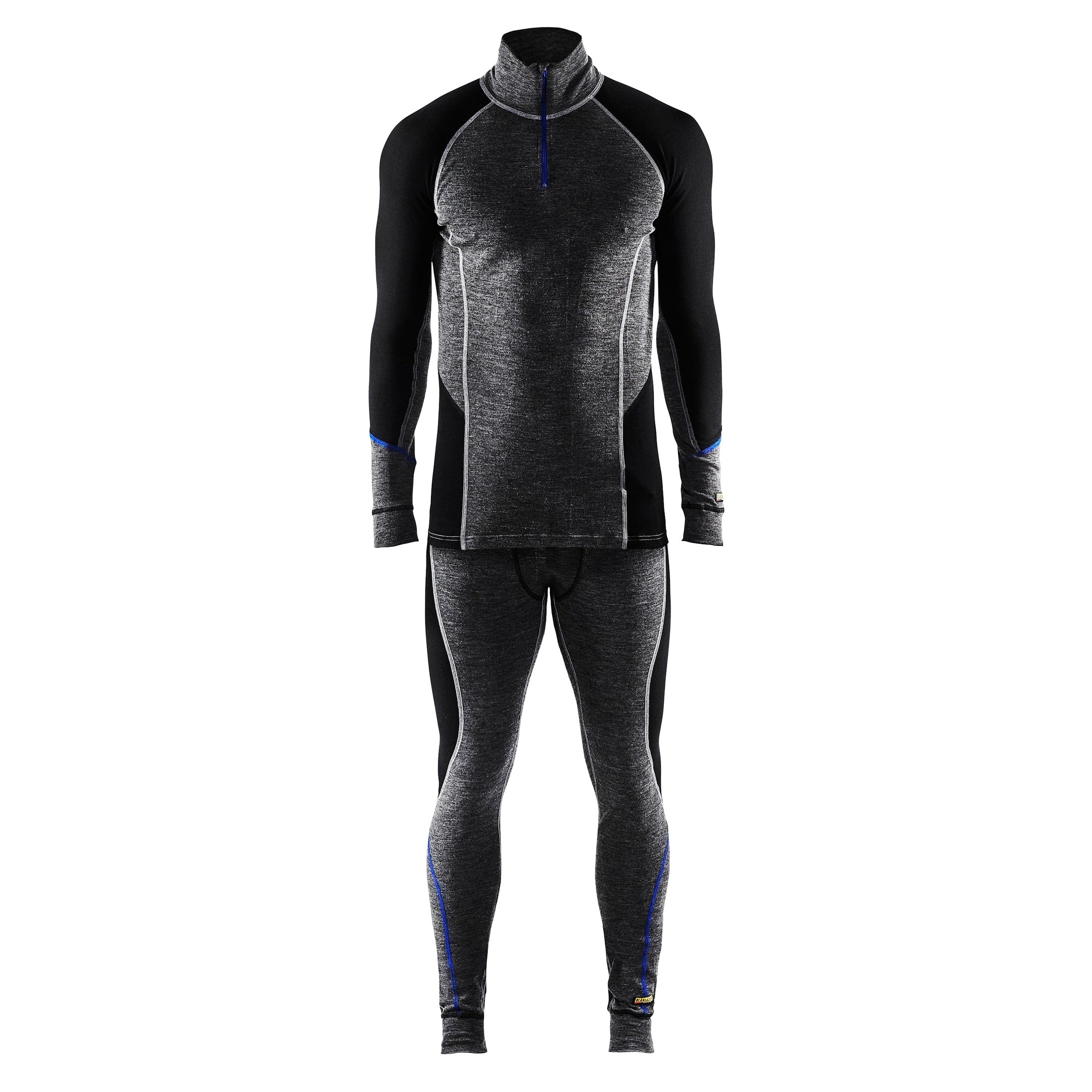 Blaklader Underwear Zip-Neck Top Warm 100% Merino 4899 #colour_mid-grey-black