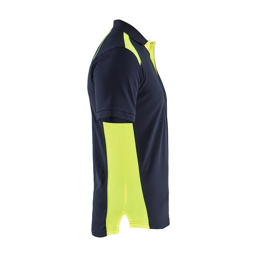 Blaklader Polo Shirt 3324 #colour_dark-navy-blue-hi-vis-yellow