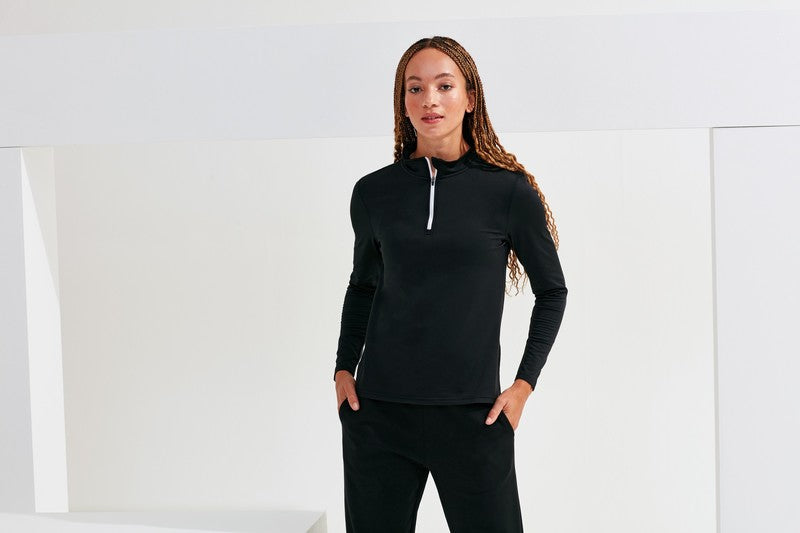 Women's TriDri® Recycled Long Sleeve Brushed Back ¼ Zip Top