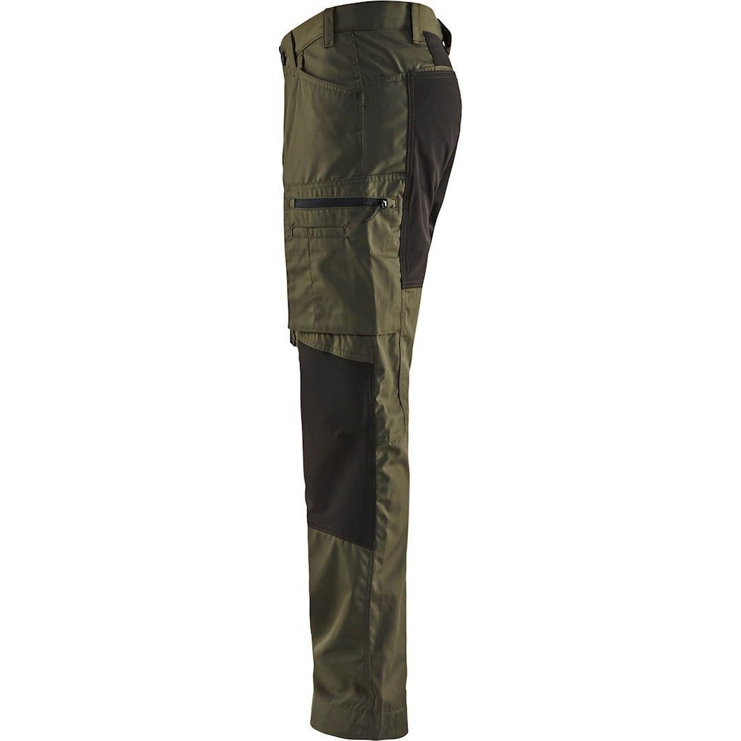 Blaklader Service Trousers with Stretch 14591845 #colour_dark-olive-green-black