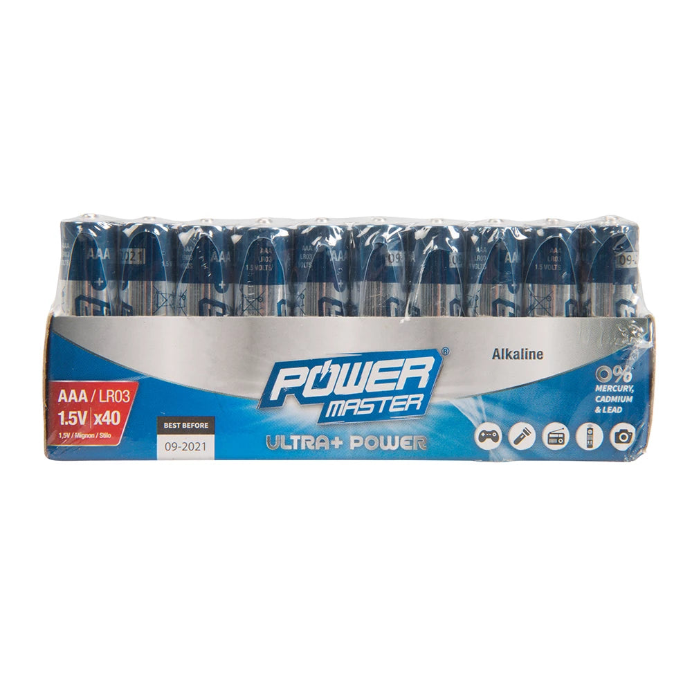 Powermaster AAA Super Alkaline Battery Lr03 40Pk