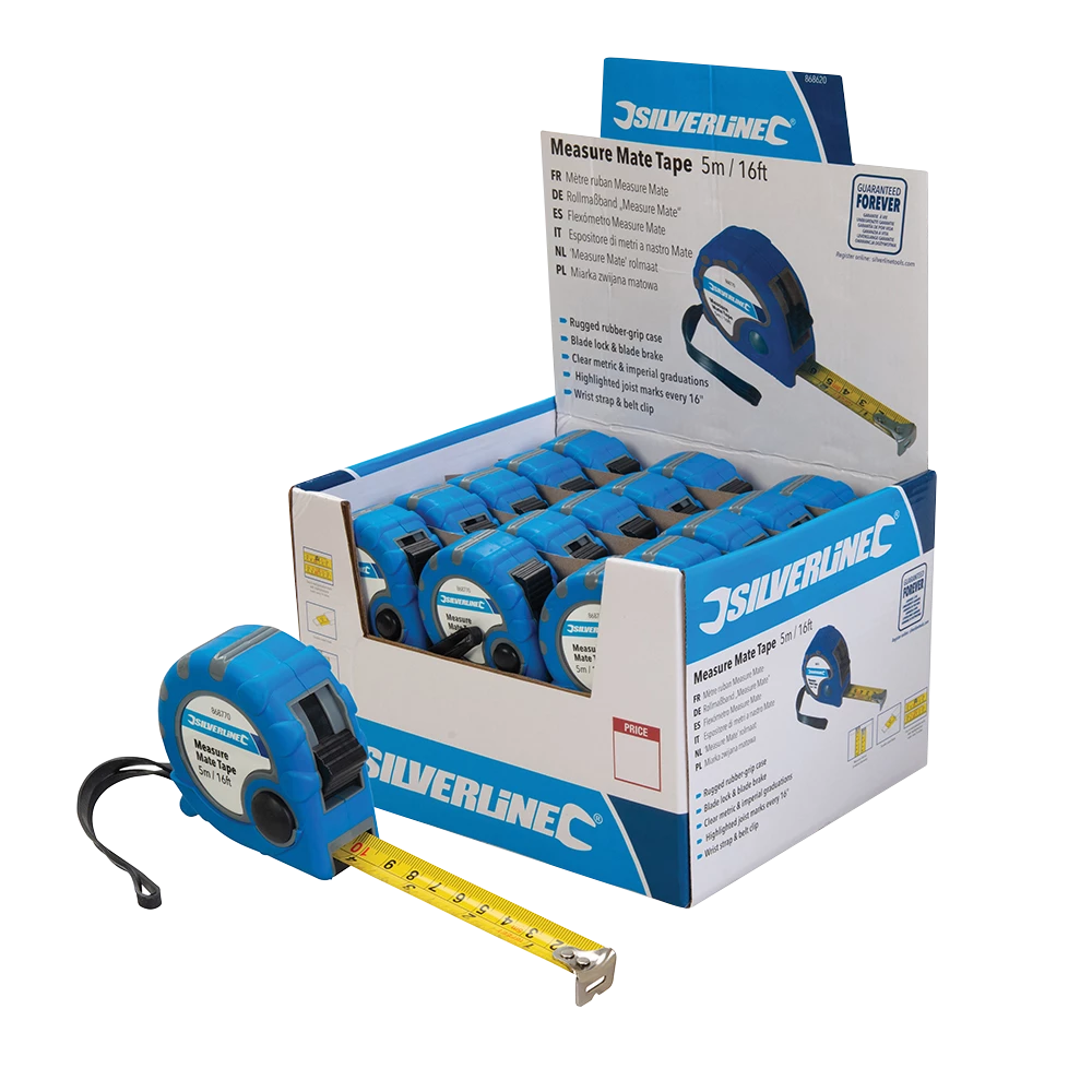 Silverline Measure Mate Tape Display Box - 30pce 5m / 16ft x 19mm