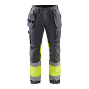 Blaklader Hi-Vis Trousers with Stretch 1558 - Mid Grey/Hi-Vis Yellow