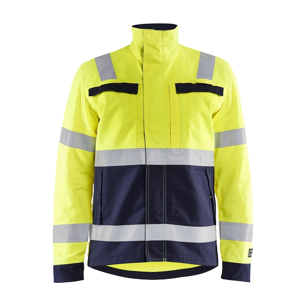 Blaklader Multinorm Jacket 4087 #colour_hi-vis-yellow-navy-blue