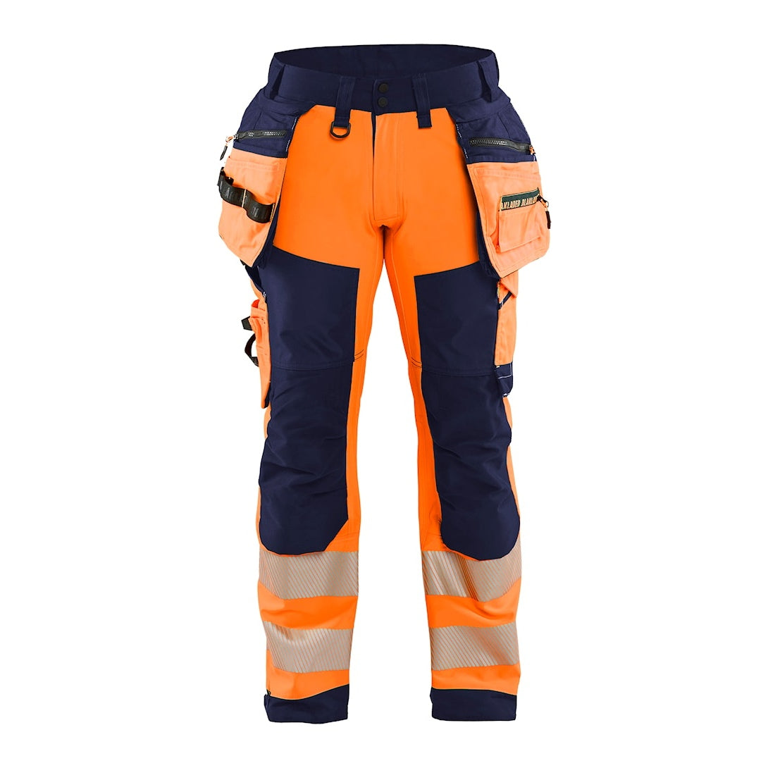 Blaklader Softshell Hi-Vis Trousers 1820 #colour_orange-navy-blue