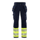 Blaklader Women's Hi-Vis 4-Way-Stretch Trousers 7193 #colour_navy-blue-hi-vis-yellow