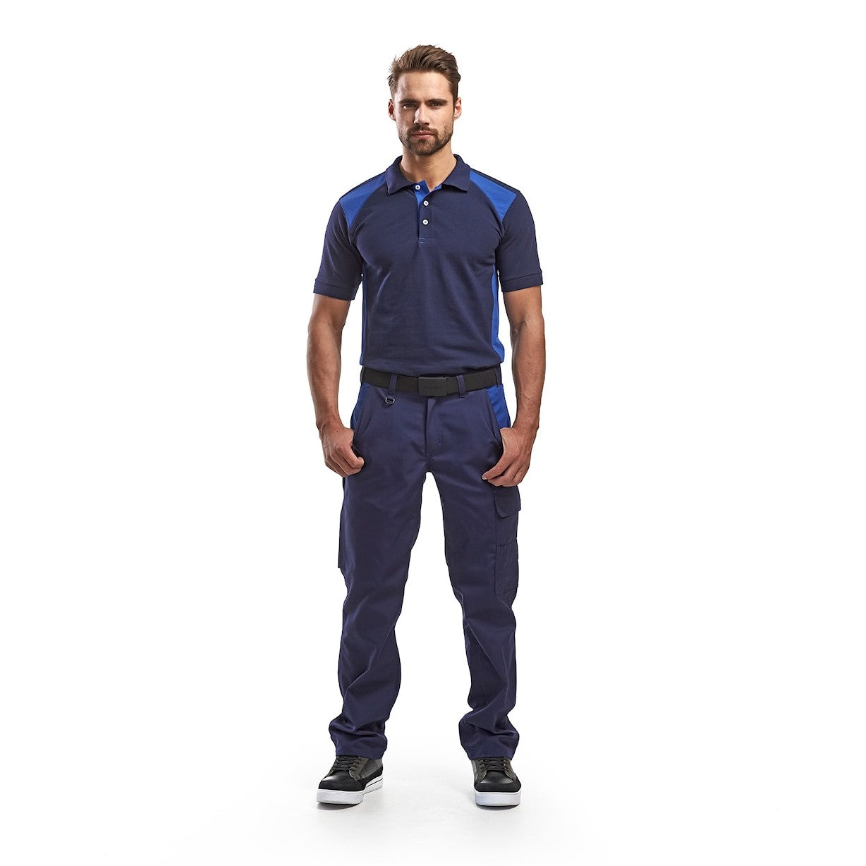Blaklader Industry Trousers Stretch 1444 - Navy blue/Cornflower blue #colour_navy-blue-cornflower-blue