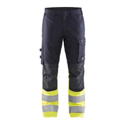 Blaklader Trousers Multinorm Inherent with Stretch 1787 #colour_navy-blue-hi-vis-yellow