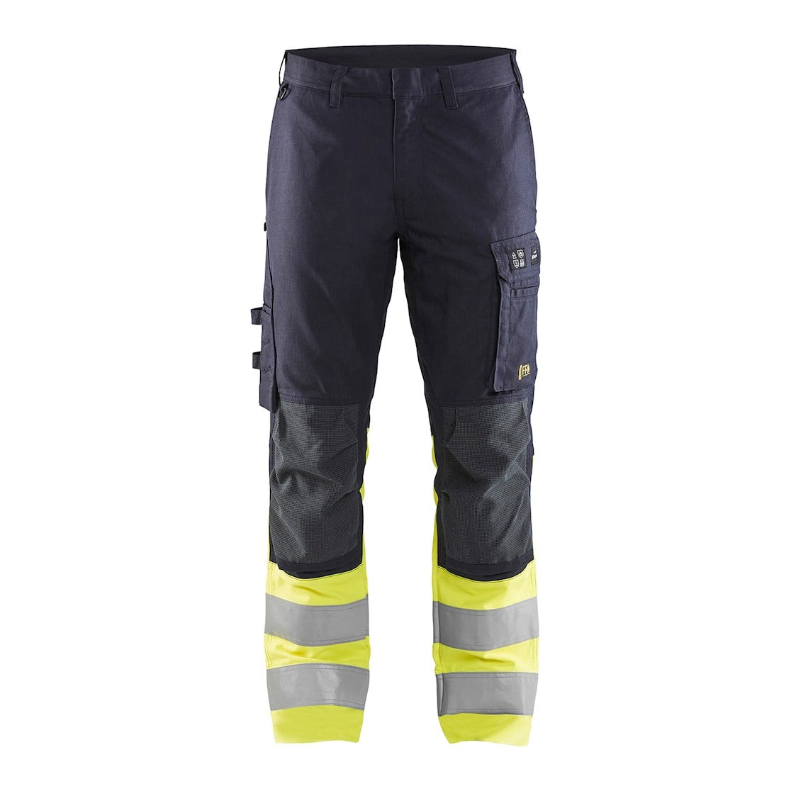 Blaklader Trousers Multinorm Inherent with Stretch 1787 #colour_navy-blue-hi-vis-yellow
