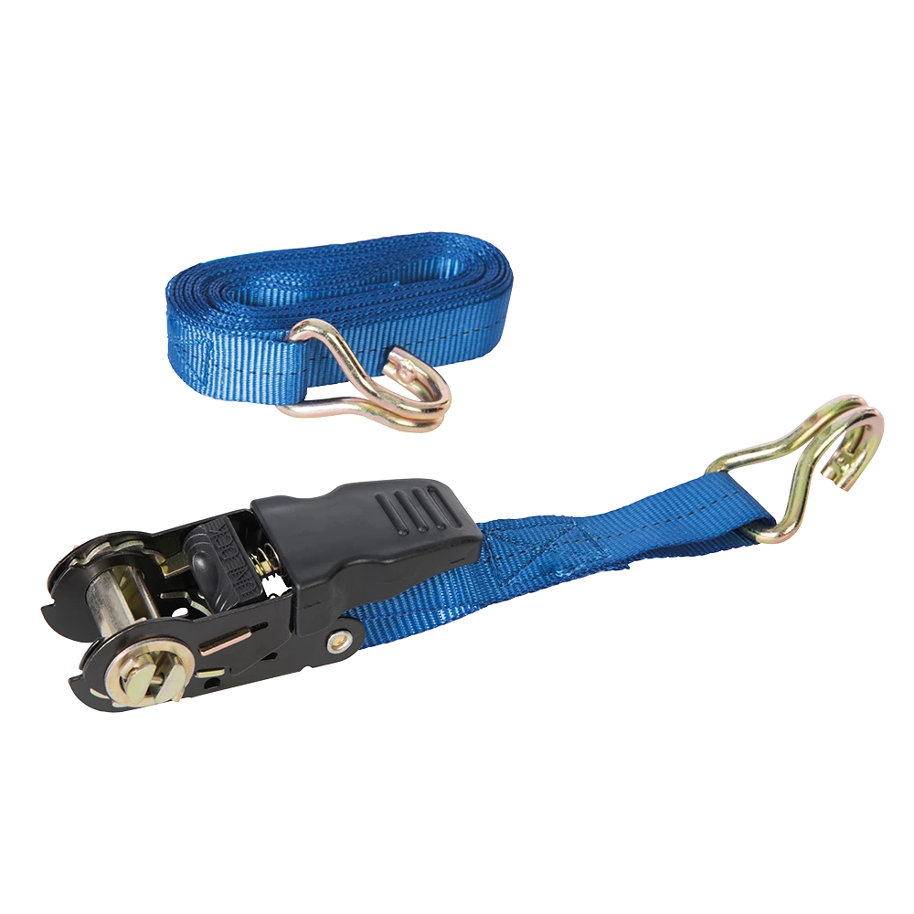 Silverline Rubber-Handled Ratchet Tie Down Strap J-Hook 4.5m x 25mm - Rated 350kg/Capacity 700kg