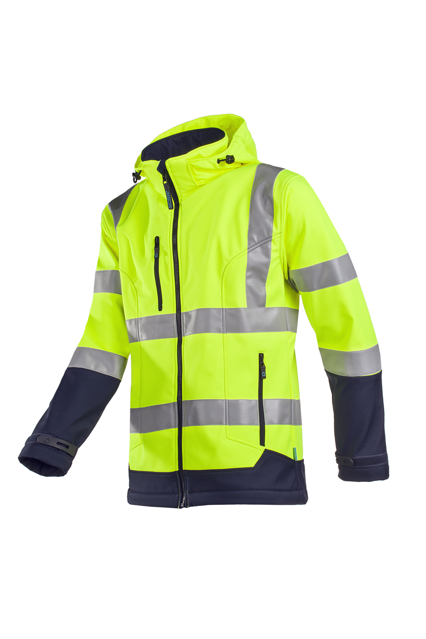 Sioen Fuller Laminated Hi-Vis Softshell Jacket With Detachable Hood