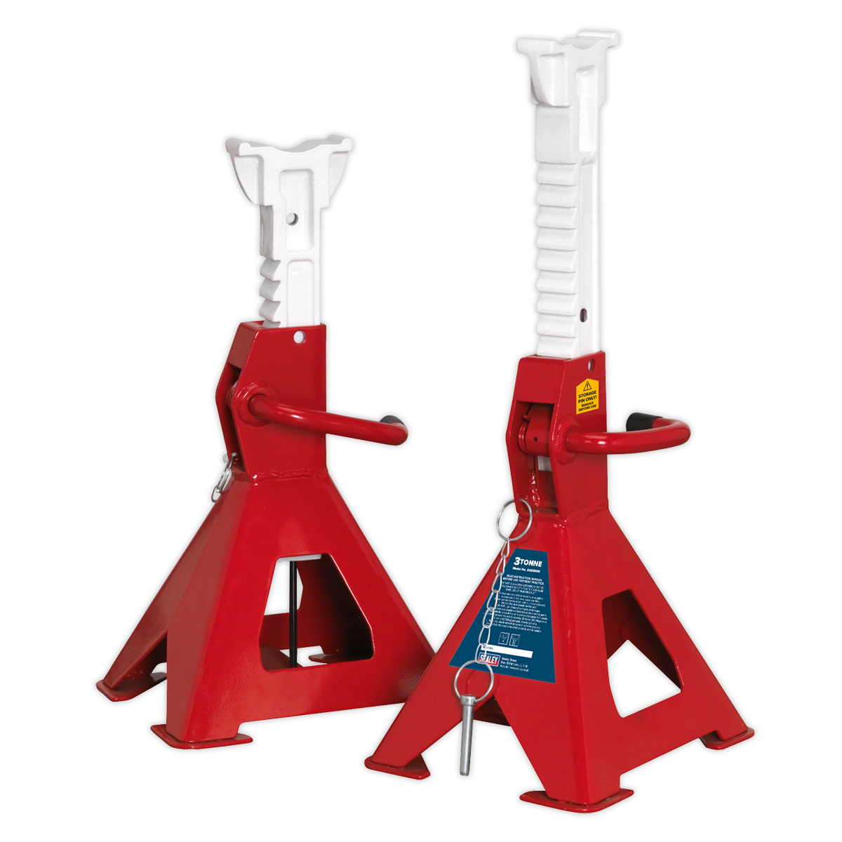 Sealey Axle Stands (Pair) 3tonne Capacity per Stand Auto Rise Ratchet