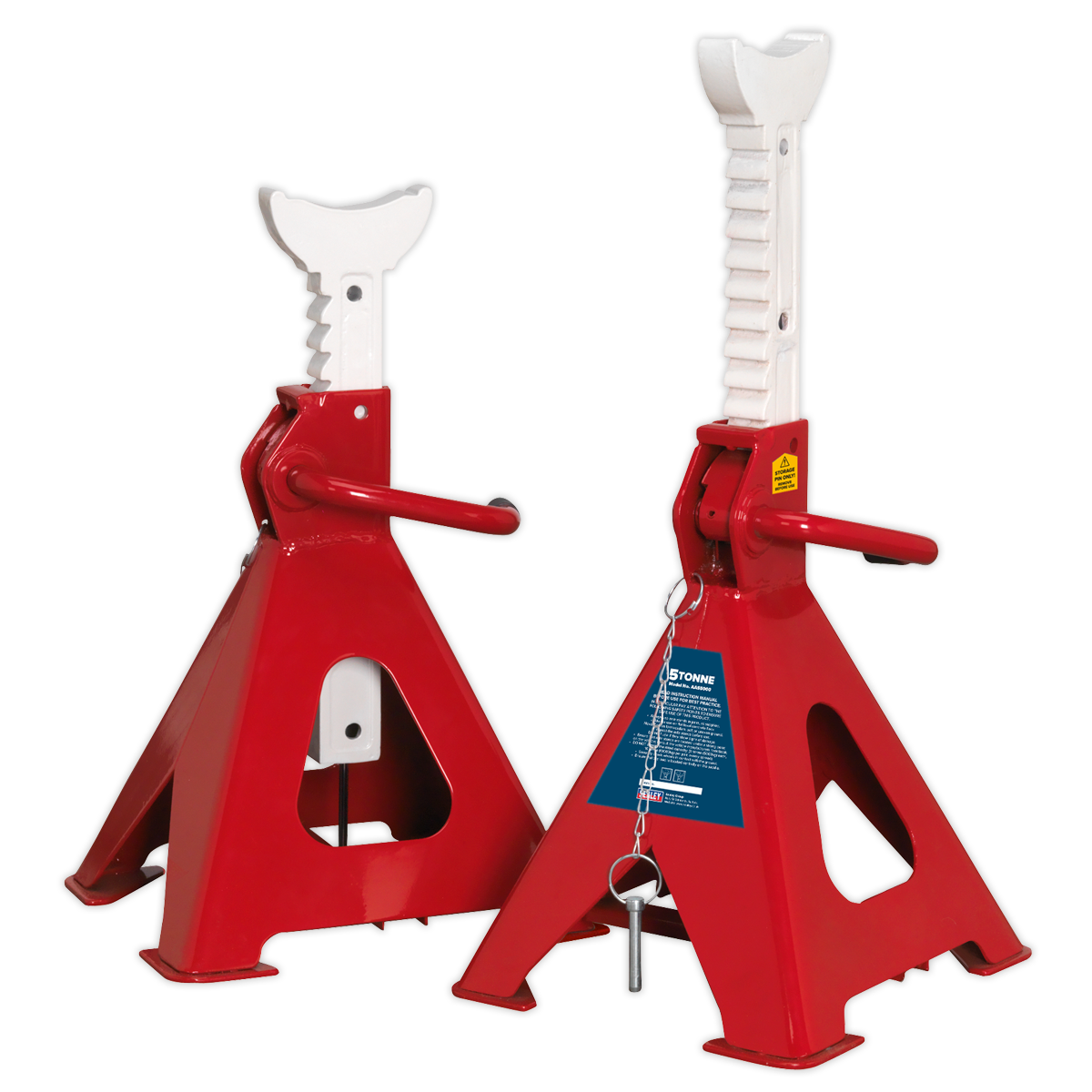 Sealey Axle Stands (Pair) 5 Tonne Capacity per Stand Auto Rise Ratchet