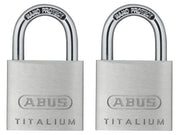 ABUS Mechanical 64TI/30mm TITALIUM Padlock Carded Twin Pack