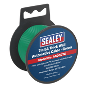 Sealey Automotive Cable Thick Wall 5A 7m Green