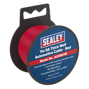 Sealey Automotive Cable Thick Wall 5A 7m Red