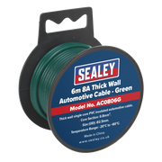 Sealey Automotive Cable Thick Wall 8A 6m Green