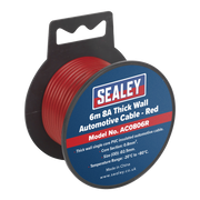 Sealey Automotive Cable Thick Wall 8A 6m Red