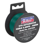 Sealey Automotive Cable Thick Wall 27A 2.5m Green