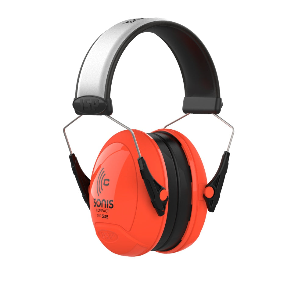 JSP Sonis Compact Low Profile Extra Visibility Adjustable Ear Defenders - 32dB SNR