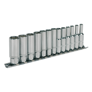 Sealey Socket Set 13pc 1/4"Sq Drive Deep WallDrive® Metric