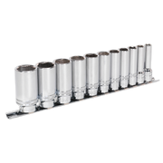 Sealey Socket Set 11pc 3/8"Sq Drive Deep Lock-On 6pt Imperial
