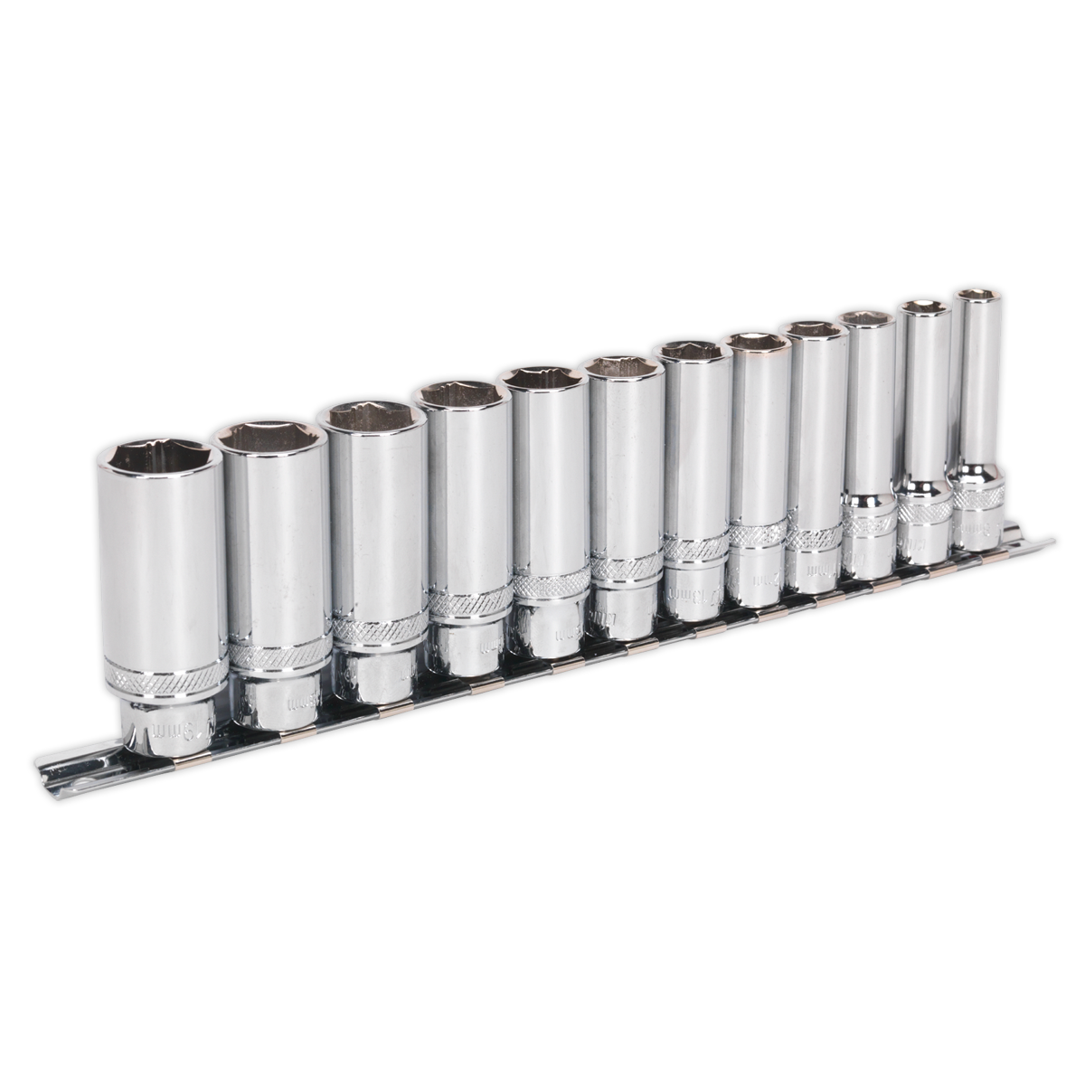 Sealey Socket Set 12pc 3/8"Sq Drive Deep Lock-On 6pt Metric