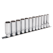 Sealey Socket Set 12pc 3/8"Sq Drive Deep Lock-On 6pt Metric