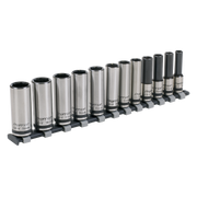 Sealey Socket Set 12pc 3/8"Sq Drive Deep Lock-On 6pt Metric - Black Series