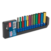 Sealey Multi-Coloured Socket Set 12pc 1/4"Sq Drive Deep WallDrive® Metric
