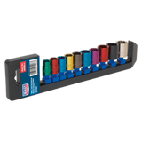 Sealey Multi-Coloured Socket Set 10pc 3/8"Sq Drive 6pt WallDrive® Metric