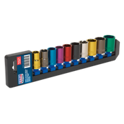 Sealey Multi-Coloured Socket Set 10pc 1/2"Sq Drive WallDrive® Metric