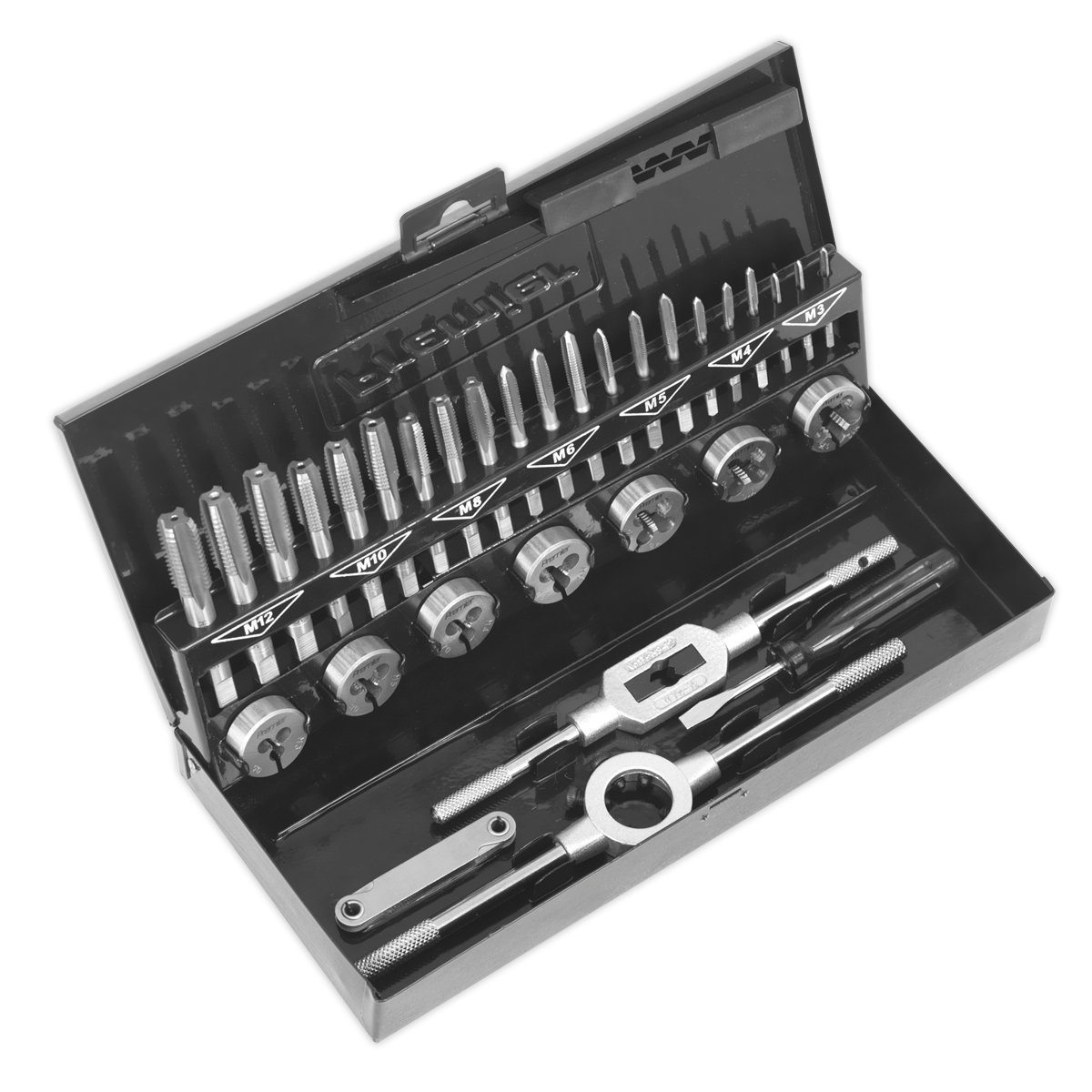 Sealey Tap & Die Set 32pc Split Dies HSS 4341 Metric