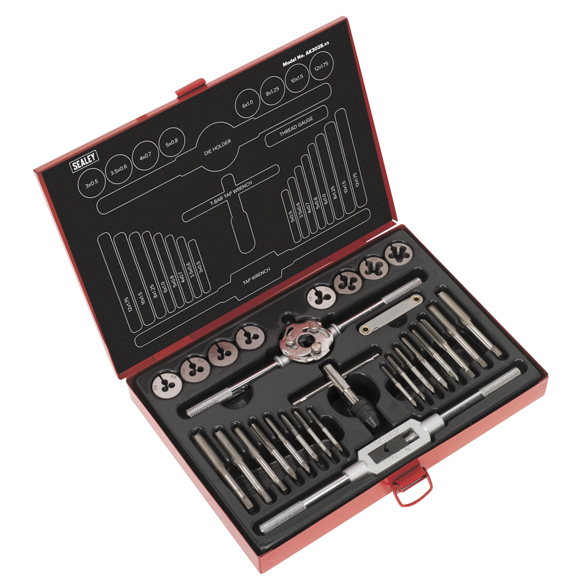 Sealey Tap & Die Set 28pc Split Dies Metric