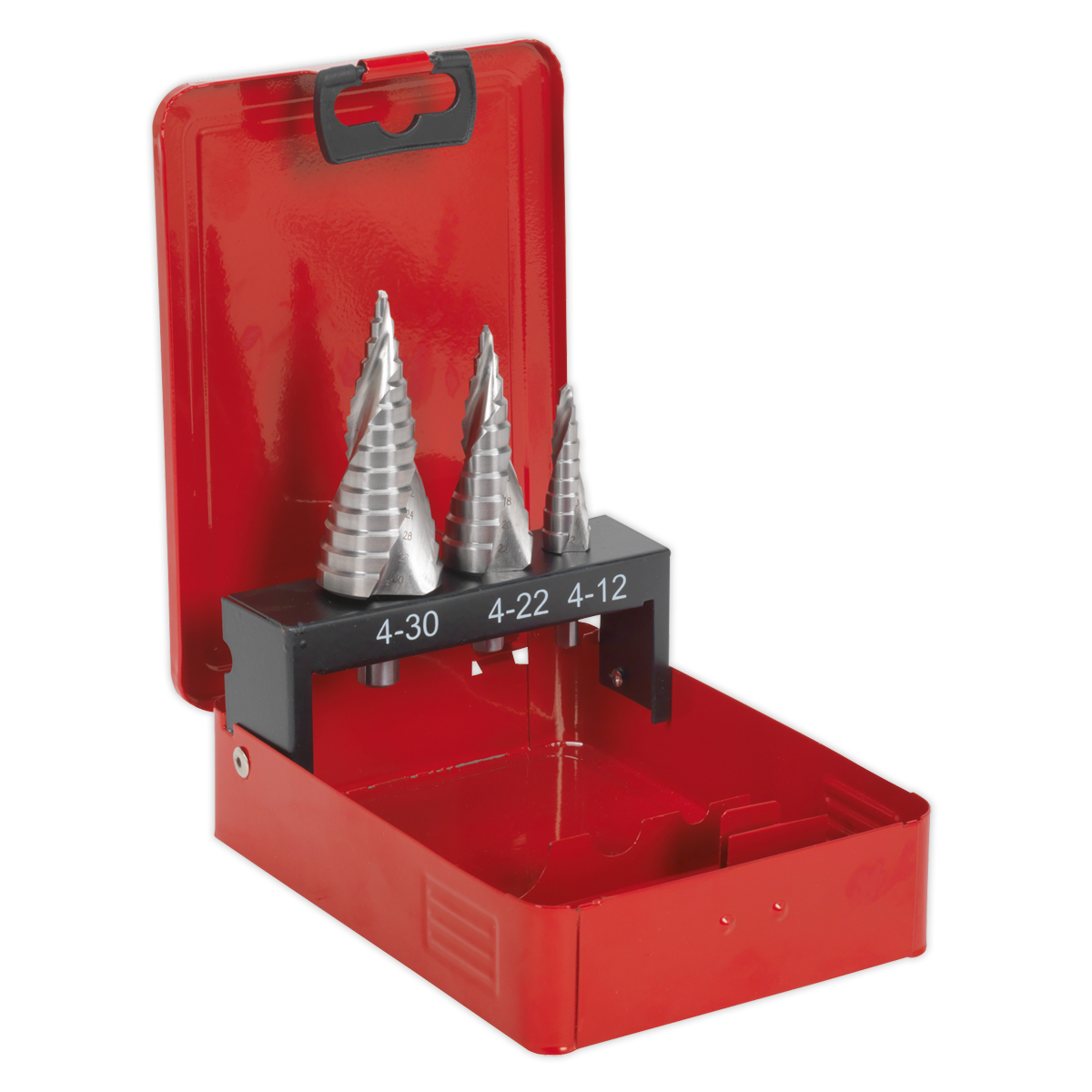 Sealey HSS M2 Step Drill Bit Set 3pc Spiral Flute