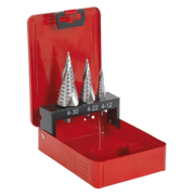 Sealey HSS M2 Step Drill Bit Set 3pc Spiral Flute