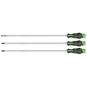 Sealey Extra-Long Hammer-Thru Screwdriver Set Hi-Vis Green 450mm 3pc
