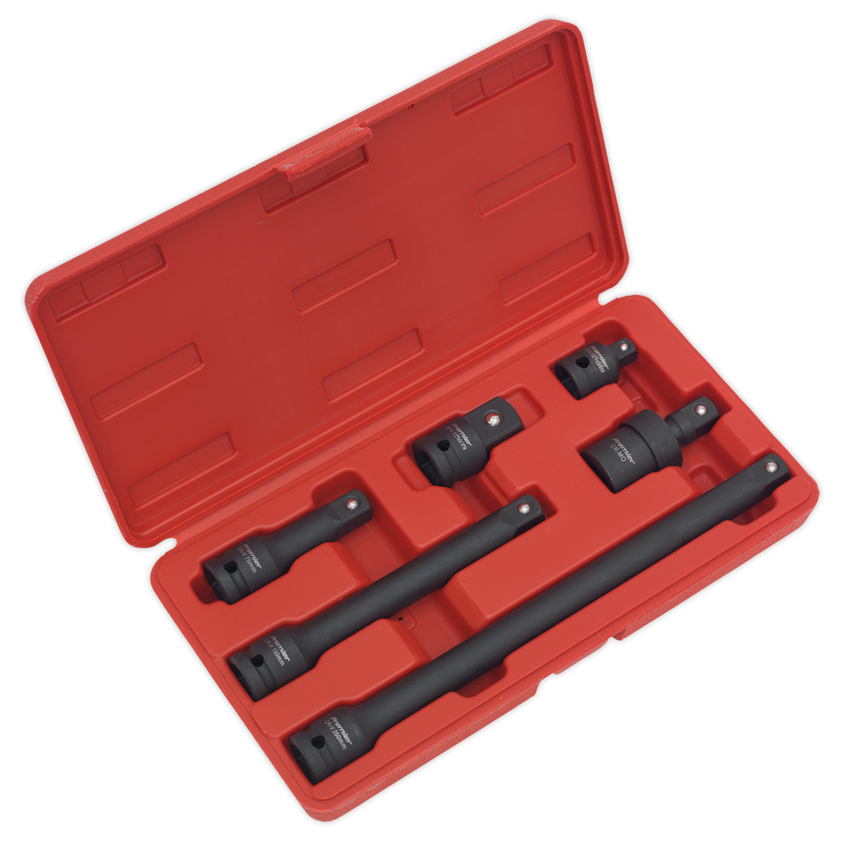 Sealey Impact Adaptor & Extension Bar Set 6pc 1/2"Sq Drive