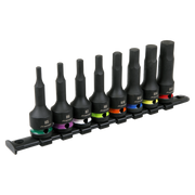 Sealey Hex Impact Socket Bit Set 8pc 1/2"Sq Drive