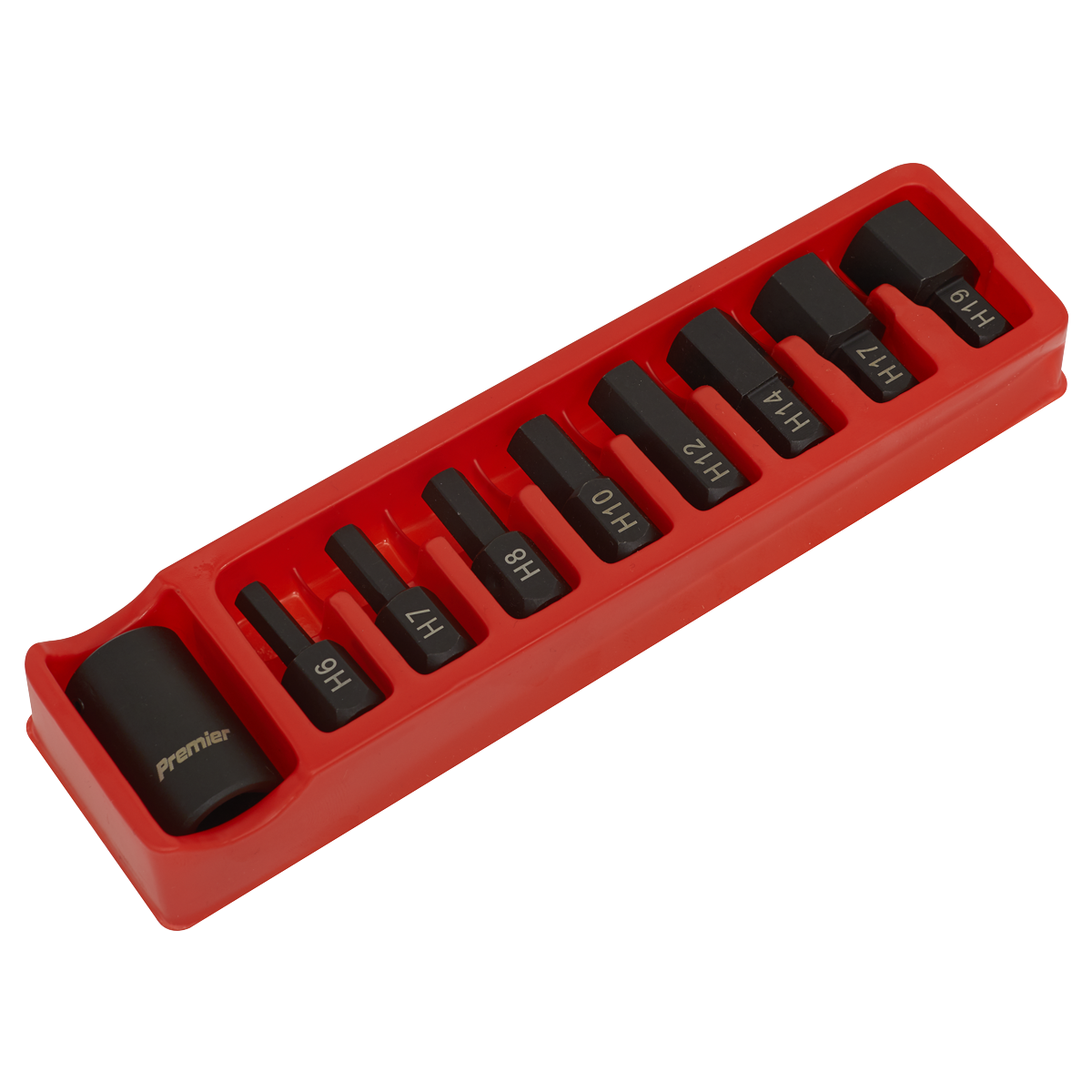 Sealey Impact Hex Bit & Holder Set 9pc 1/2"Sq Drive
