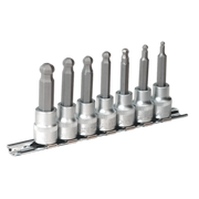 Sealey Ball-End Hex Socket Bit Set 7pc Metric 3/8"Sq Drive 62mm