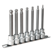 Sealey Ball-End Hex Socket Bit Set 7pc Metric 3/8"Sq Drive 100mm