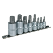 Sealey Spline Socket Bit Set 8pc 1/4", 3/8" & 1/2"Sq Drive AK6214