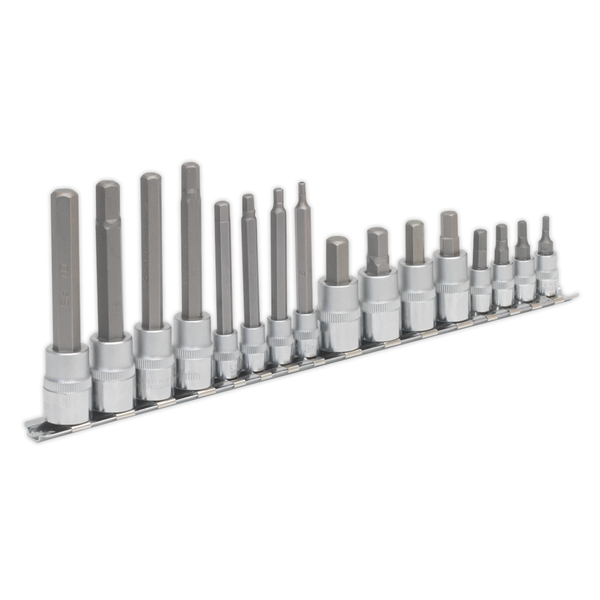 Sealey Hex Socket Bit Set 16pc 1/4" & 3/8"Sq Drive