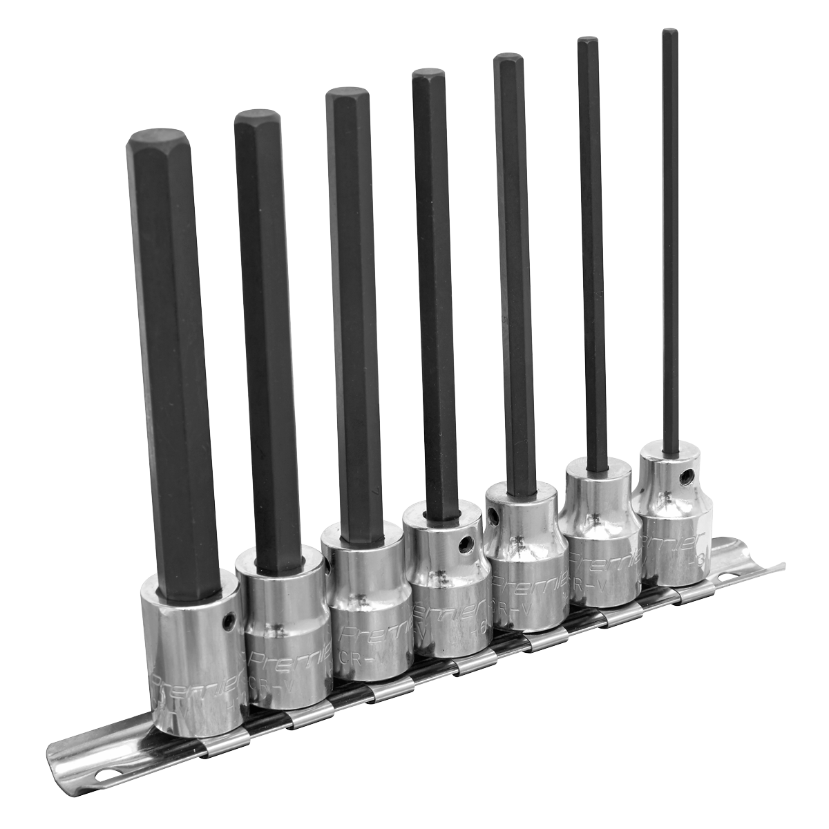 Sealey Hex Socket Bit Set 7pc 3/8"Sq Drive 110mm Metric