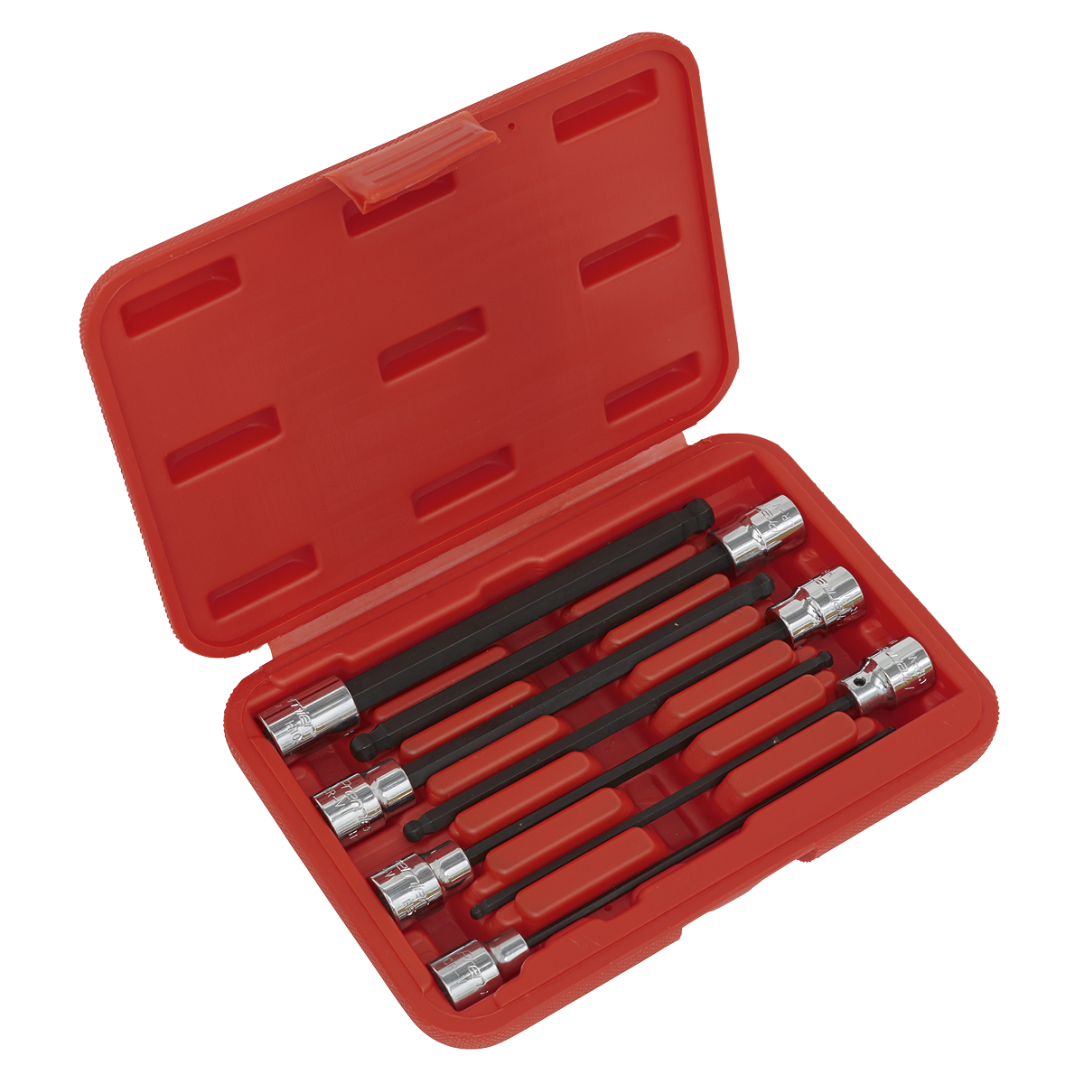 Sealey Ball-End Hex Socket Bit Set 7pc 3/8"Sq Drive 150mm Metric