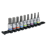 Sealey Hex Socket Bit Set 9pc 3/8"Sq Drive  - Platinum